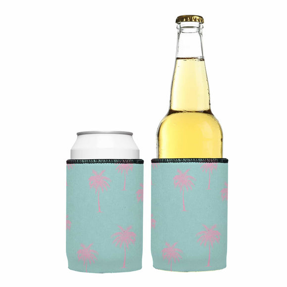 NNEDSZ Palm Trees Pink Aqua Stubby Cooler 2-Pack - Standard