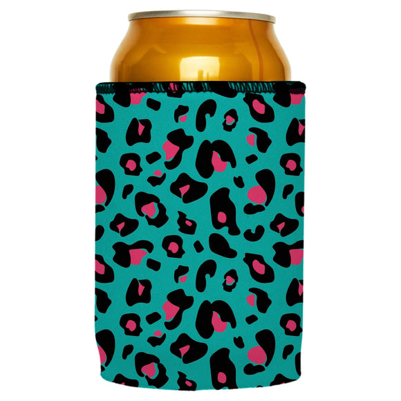 NNEDSZ Teal Leopard Pattern Stubby Cooler - Standard