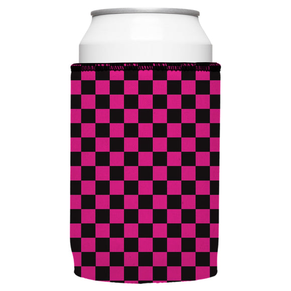 NNEDSZ Pink Checkerboard Stubby Cooler - Standard