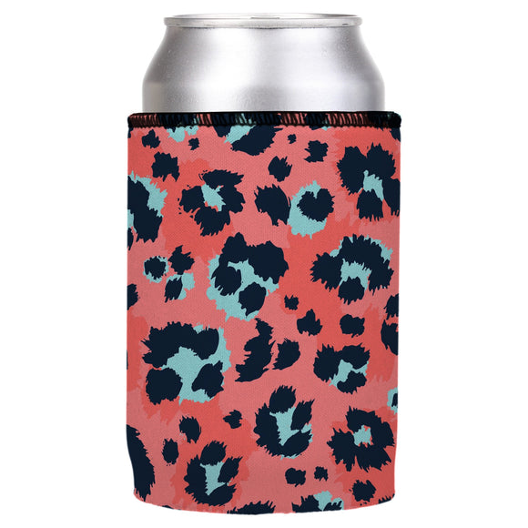 NNEDSZ Coral Leopard Print Stubby Cooler - Standard