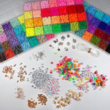 NNEDSZ 13200PCS 84 Colours Flat Round Polymer Clay Beads Kit Heishi Alphabet Letter Beads for Jewellery Bracelet Necklace Making