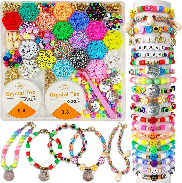NNEDSZ 3600pcs 6mm Flat Round Heishi Ceramics 15 Colors Polymer Clay Bead Alphabet Beads Jewelry Making Kit