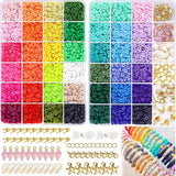 NNEDSZ 42 Colors 10500pcs Clay Beads Round Flat Beads Kit Professional Quality Polymer Clay Heishi Disc Beads Jewelry Making Kit