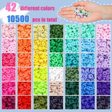 NNEDSZ 42 Colors 10500pcs Clay Beads Round Flat Beads Kit Professional Quality Polymer Clay Heishi Disc Beads Jewelry Making Kit