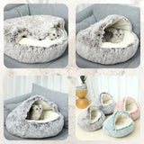 NNEDSZ Light Brown Small PawfectFriend Cozy Burrowing Cave Pet Bed for Dogs Cats Kitten Plush Warm Soft Sleeping Nest