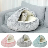 NNEDSZ Light Brown Small PawfectFriend Cozy Burrowing Cave Pet Bed for Dogs Cats Kitten Plush Warm Soft Sleeping Nest