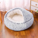 NNEDSZ Grey Medium PawfectFriend Cozy Burrowing Cave Pet Bed for Dogs Cats Kitten Plush Warm Soft Sleeping Nest - gmedium