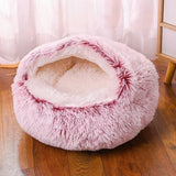 NNEDSZ Pink Large PawfectFriend Cozy Burrowing Cave Pet Bed for Dogs Cats Kitten Plush Warm Soft Sleeping Nest - pink large