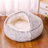 NNEDSZ Light Brown Large PawfectFriend Cozy Burrowing Cave Pet Bed for Dogs Cats Kitten Plush Warm Soft Sleeping Nest