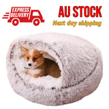 NNEDSZ Light Brown Large PawfectFriend Cozy Burrowing Cave Pet Bed for Dogs Cats Kitten Plush Warm Soft Sleeping Nest