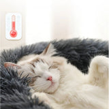 NNEDSZ Large-60cm pink PawfectFriend Dog Pet Cat Calming Bed Plush Beds Large Fluffy Donut Comfy Cushion Puppy Mat