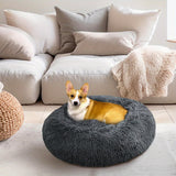 NNEDSZ XL-70cm light-grey PawfectFriend Dog Pet Cat Calming Bed Plush Beds Large Fluffy Donut Comfy Cushion Puppy Mat
