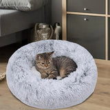 NNEDSZ XXL-80cm light-grey PawfectFriend Dog Pet Cat Calming Bed Plush Beds Large Fluffy Donut Comfy Cushion Puppy Mat