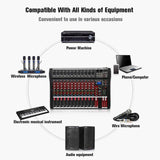 NNEDSZ Hridz 12 Channel Mixing Console Live Studio Audio DJ Mixer Sound Board USB Interface