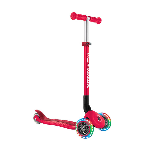 NNEDSZ Globber PRIMO Foldable Lights Scooter - New Red/Dark Red