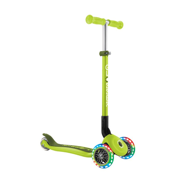 NNEDSZ Globber PRIMO Foldable Lights Scooter - Lime Green/Khaki Green
