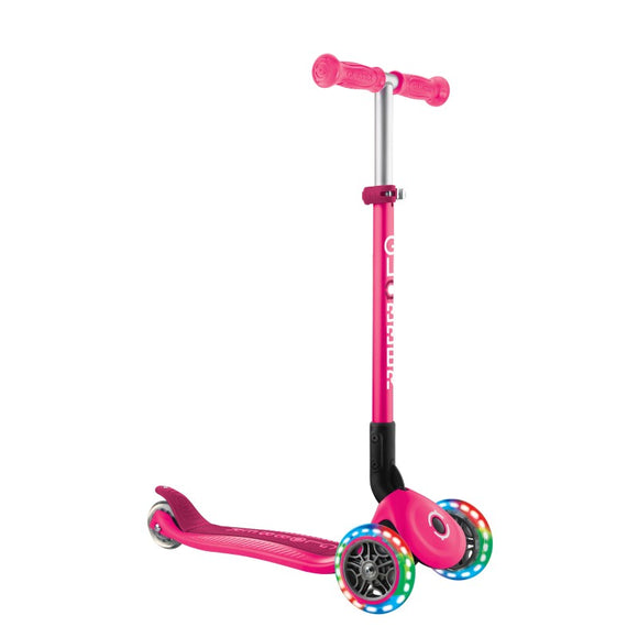 NNEDSZ Globber PRIMO Foldable Lights Scooter - Fuchsia/Dark Pink