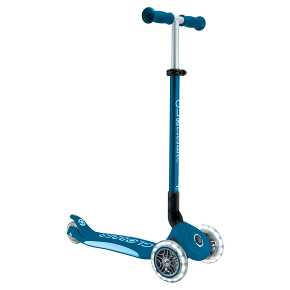 NNEDSZ Globber PRIMO FOLD PLUS LIGHTS Scooter V2 - Petrol Blue / Light Blue