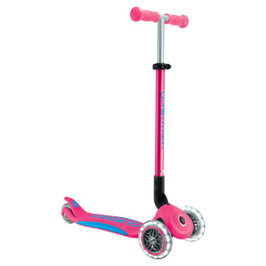 NNEDSZ Globber PRIMO FOLD PLUS LIGHTS  Scooter V2 - Fuchsia Pink / Sky Blue