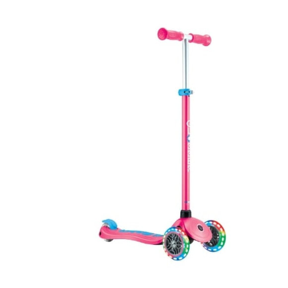 NNEDSZ Globber PRIMO PLUS with Lights - Fuchsia Pink / Sky Blue