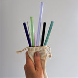 NNEDSZ Glass Drinking Straw Set with Metal Straw Cleaner