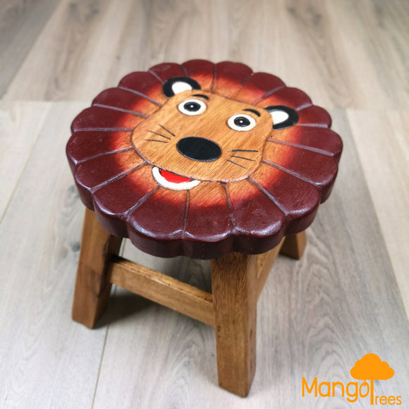 NNEDSZ Kids Wooden Stool Lion