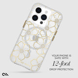 NNEDSZ Case-Mate Floral Gems MagSafe Case For iPhone 15 Pro - Gold