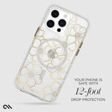 NNEDSZ Case-Mate Floral Gems MagSafe Case For iPhone 15 Pro Max - Gold