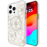 NNEDSZ Case-Mate Floral Gems MagSafe Case For iPhone 15 Pro Max - Gold