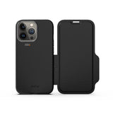 NNEDSZ EFM Monaco Leather Wallet Case Armour with D3O 5G Signal Plus for iPhone 13 Pro (6.1" Pro) - Black