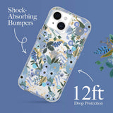 NNEDSZ Case-Mate Rifle Paper Magsafe Case for Apple iPhone 15 Plus - Garden Party Blue