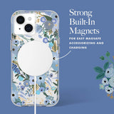 NNEDSZ Case-Mate Rifle Paper Magsafe Case for Apple iPhone 15 Plus - Garden Party Blue