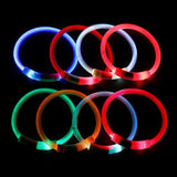NNEDSZ Rechargeable Night LED Dog Collar USB Glow Flashing Light Up Pet Collars Safety-Blue-Diameter Length-50cm