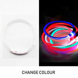 NNEDSZ Rechargeable Night LED Dog Collar USB Glow Flashing Light Up Pet Collars Safety-Blue-Diameter Length-50cm