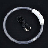 NNEDSZ Rechargeable Night LED Dog Collar USB Glow Flashing Light Up Pet Collars Safety-Red-Diameter Length-35cm