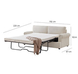 NNEDSZ PHEBE 3 Seater Sofa bed with Separate Foam Mattress- Corduroy Cream
