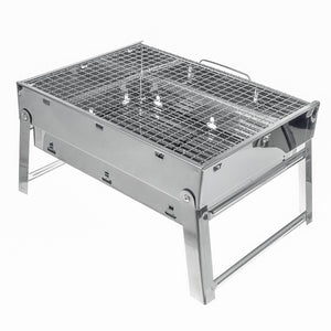 NNEDSZ Portable Stainless Steel BBQ Charcoal Wood Outdoor Barbecue Grill Camping Picnic