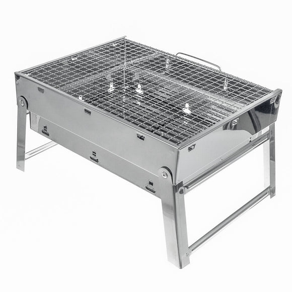 NNEDSZ Portable Stainless Steel BBQ Charcoal Wood Outdoor Barbecue Grill Camping Picnic