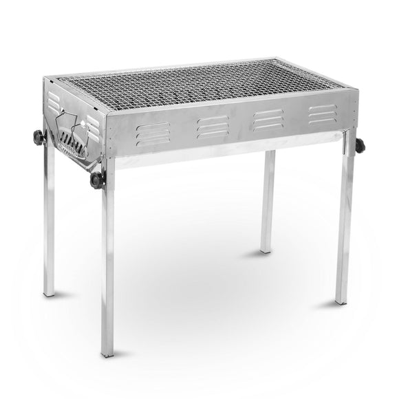 NNEDSZ Stainless Steel Portable Outdoor BBQ Barbecue Grill Set Charcoal Kebab Picnic Camping Sets Large