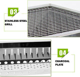 NNEDSZ Stainless Steel Portable Outdoor BBQ Barbecue Grill Set Charcoal Kebab Picnic Camping Sets Large