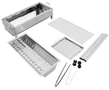NNEDSZ Stainless Steel Portable Outdoor BBQ Barbecue Grill Set Charcoal Kebab Picnic Camping Sets Large