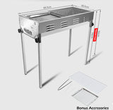 NNEDSZ Stainless Steel Portable Outdoor BBQ Barbecue Grill Set Charcoal Kebab Picnic Camping Sets Large