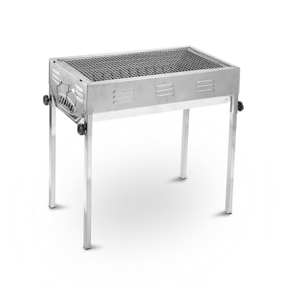 NNEDSZ Stainless Steel Portable Outdoor BBQ Barbecue Grill Set Charcoal Kebab Picnic Camping Sets Medium