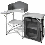 NNEDSZ Aluminium Foldable Camping Cooking Kitchen Picnic Cupboard Bench Table Windshield