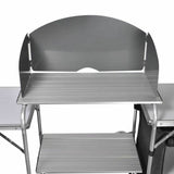 NNEDSZ Aluminium Foldable Camping Cooking Kitchen Picnic Cupboard Bench Table Windshield