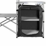 NNEDSZ Aluminium Foldable Camping Cooking Kitchen Picnic Cupboard Bench Table Windshield