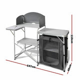 NNEDSZ Aluminium Foldable Camping Cooking Kitchen Picnic Cupboard Bench Table Windshield