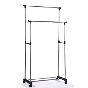 NNEDSZ Portable Stainless Steel Double Clothes Rack Hanger Cloth Coat Garment Dryer