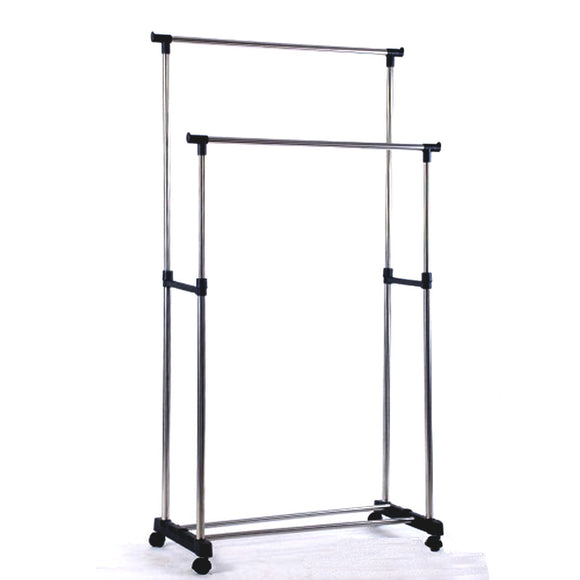 NNEDSZ Portable Stainless Steel Double Clothes Rack Hanger Cloth Coat Garment Dryer
