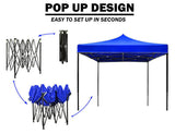NNEDSZ 3x3m Pop Up Gazebo Outdoor Tent Folding Marquee Party Camping Market Canopy w/ Side Wall - blue